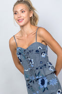Embroidered Corset Tank Top