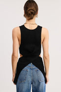 CRISS-CROSS WAIST WRAP CUT-OUT SWEATER TOP