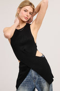 CRISS-CROSS WAIST WRAP CUT-OUT SWEATER TOP